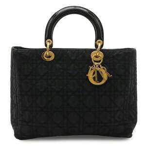 Christian Dior Lady Cannage Tote Bag in Black Nylon and Patent Leather